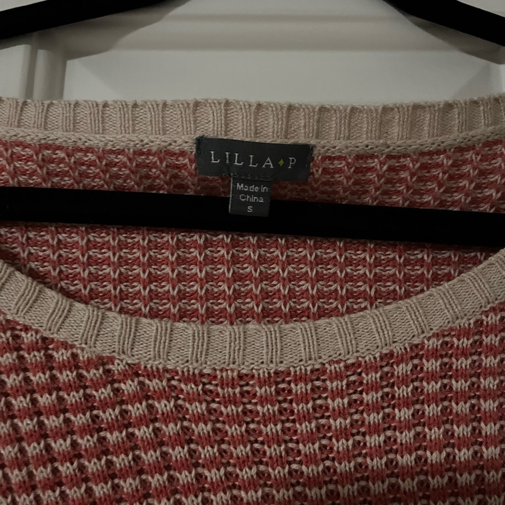Lilla P small sweater cream and pink